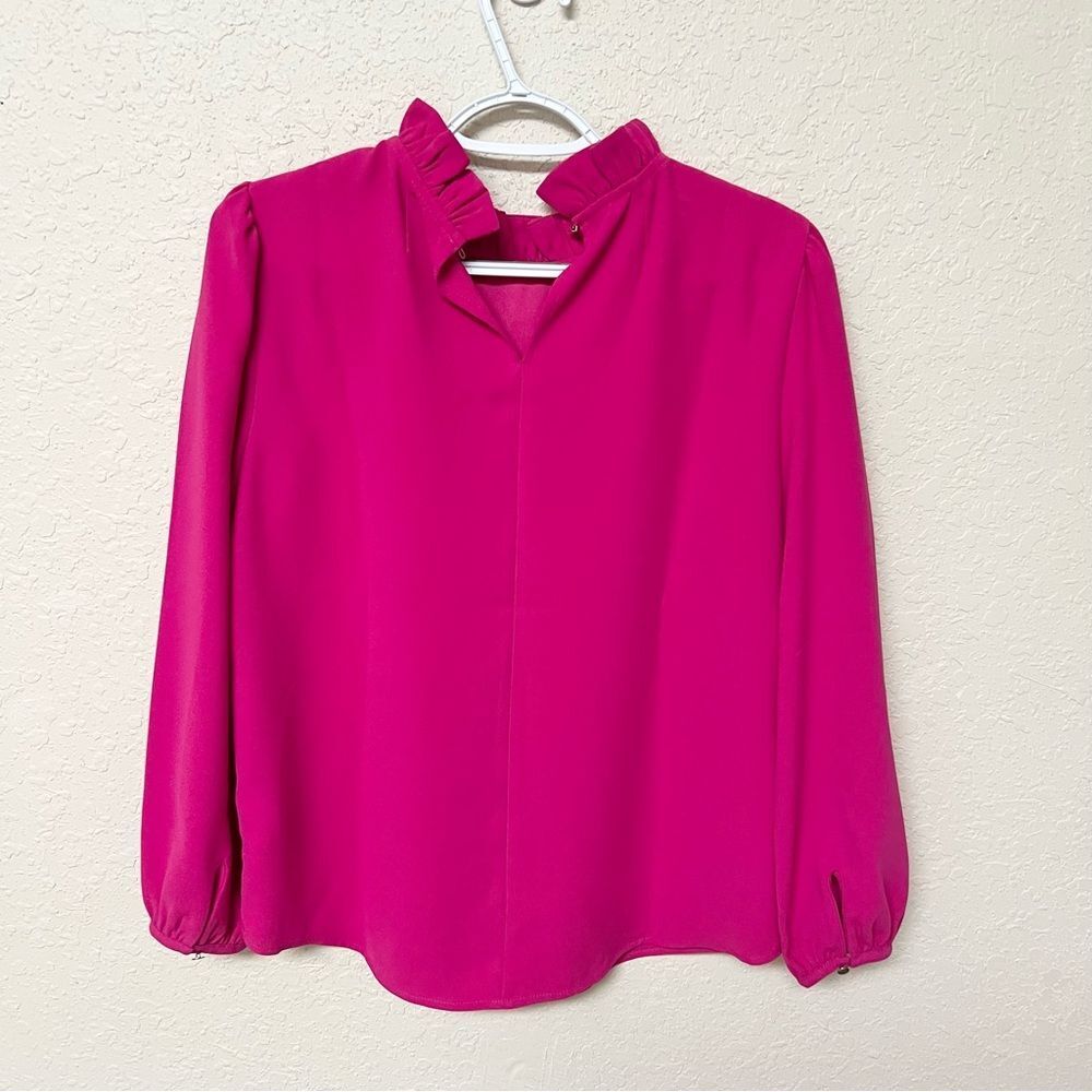 Chic Pink Ruffle Blouse - Picture 5 of 10